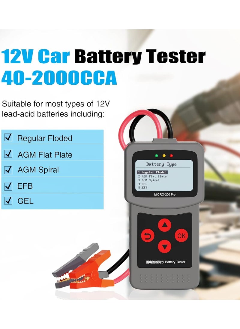Lancol - Car Trucks Battery Tester 12V/24V Battery Load Tester 40-2000CCA Alternator Battery Tester Automotive Battery Analyzer Checker Cranking Charging Test Tool for Car/SUV/Light Truck with Flooded AGM Gel - Image 1