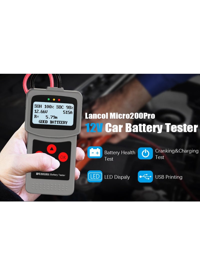 Lancol - Car Trucks Battery Tester 12V/24V Battery Load Tester 40-2000CCA Alternator Battery Tester Automotive Battery Analyzer Checker Cranking Charging Test Tool for Car/SUV/Light Truck with Flooded AGM Gel - Image 1