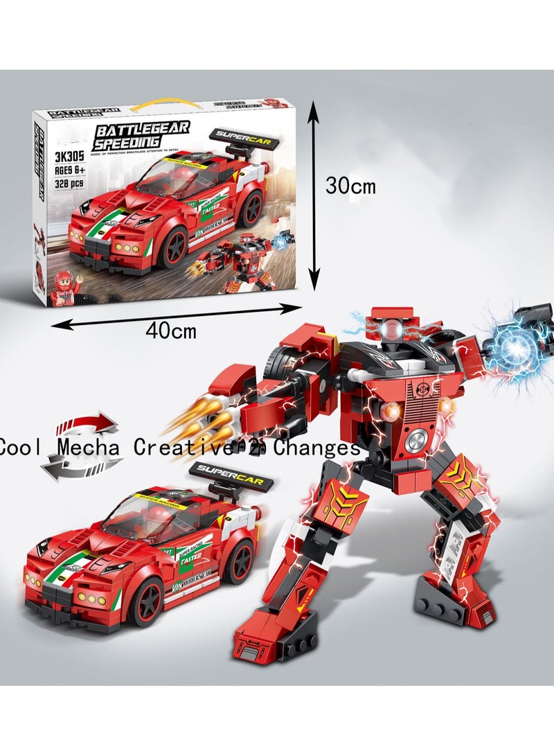 Red Racing Team 328 Piece Building Blocks Assembly Kit And Engineering Toy For Boys And Teens Good For Gift Giving  - Image 2
