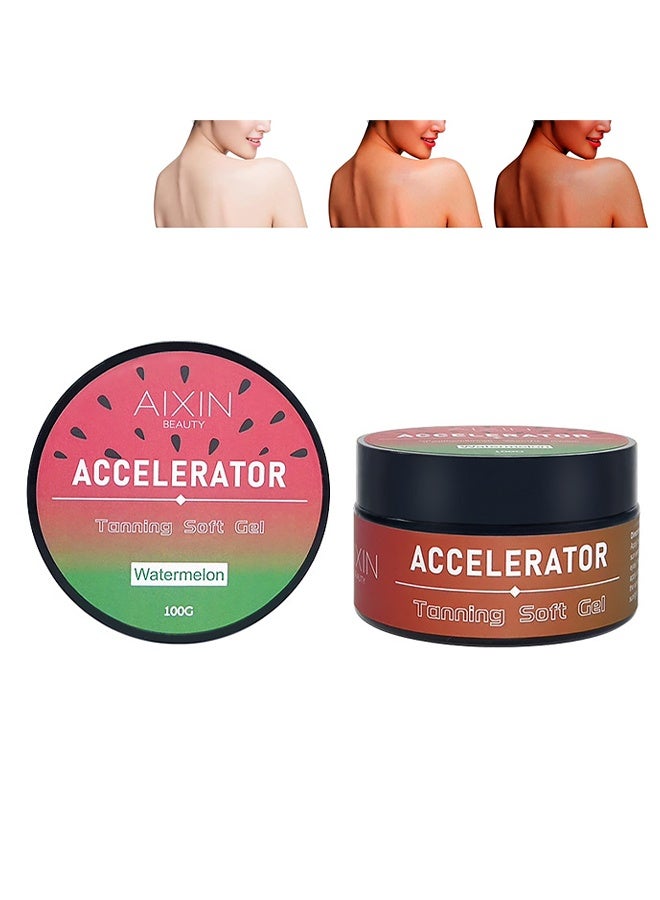 AIXIN Accelerator Tanning Soft Gel, Tan Accelerator for Sunbed,Watermelon Tan Enhancers & Accelerators,Self-Tanning Soft Gel,Tanning Cream for Natural Brown,Tanning Moisturiser,Sun Bed Tanning Accelerator,High Moisturizing & Refreshing 100g - Image 1