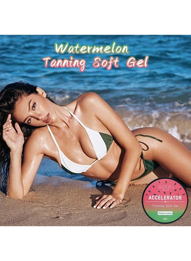 AIXIN Accelerator Tanning Soft Gel, Tan Accelerator for Sunbed,Watermelon Tan Enhancers & Accelerators,Self-Tanning Soft Gel,Tanning Cream for Natural Brown,Tanning Moisturiser,Sun Bed Tanning Accelerator,High Moisturizing & Refreshing 100g - Image 2