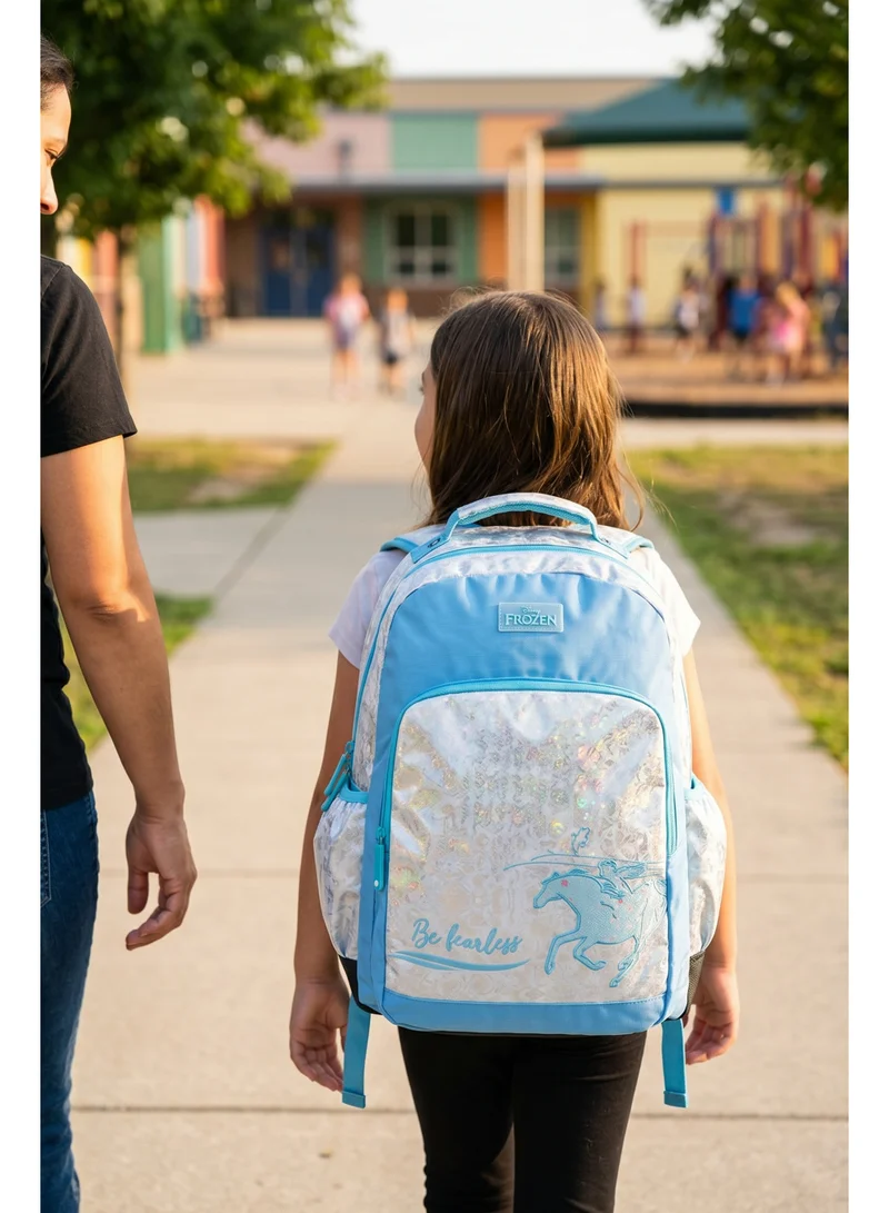 ديزني Disney Frozen Premium Backpack 17.5 Inch | Lightweight School Backpack | Durable Bookbag for Kids | Spacious Travel & School Backpack for Girls | Elsa & Anna Design | Water Resistant  | Girls School Bag
