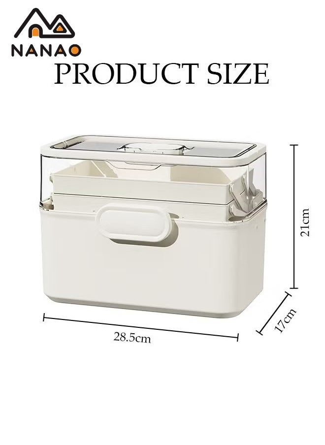 NANAO - Medicine Box Plastic Medicine Storage Box Family Emergency Kit Medical Kit 3 Layers Home First Aid Box Child Proof Medicine Box Organizer Pill Case with Compartments and Handle - Image 1