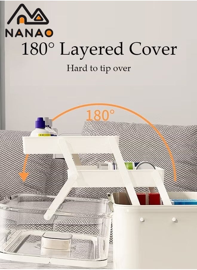 NANAO - Medicine Box Plastic Medicine Storage Box Family Emergency Kit Medical Kit 3 Layers Home First Aid Box Child Proof Medicine Box Organizer Pill Case with Compartments and Handle - Image 1