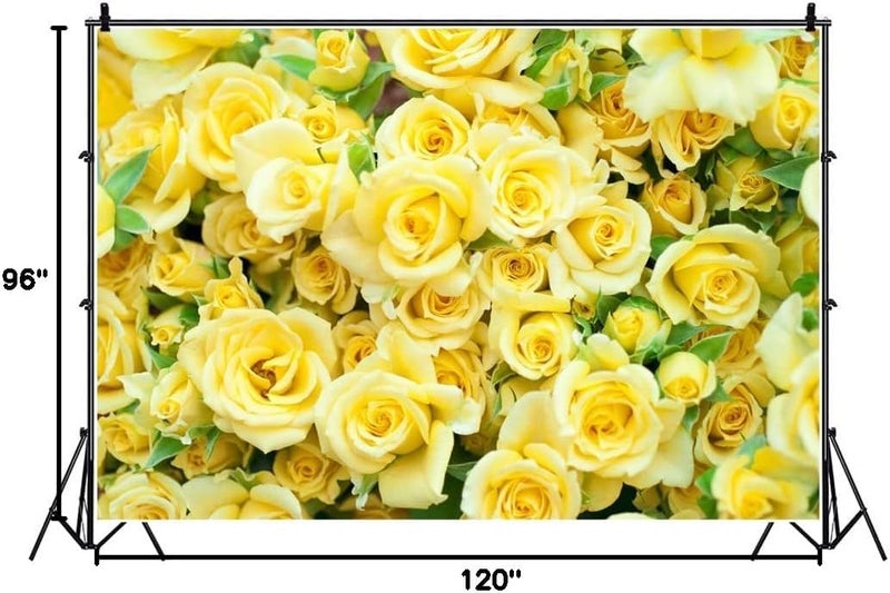 Laeacco 10x8ft Graceful Yellow Rose Flower Wall Vinyl Photography Backdrop Wedding Photo Background Bridal Shower Banner Bride Portraits Shoot Props House Decoration Wallpaper Greeting Card - Image 5