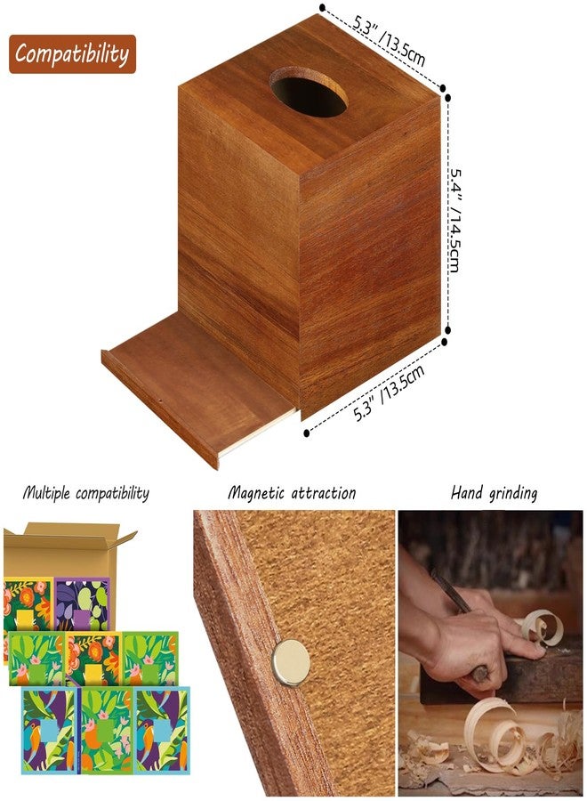 BIBELUN Tissue Box Cover Square Wood Tissue Box Holder for Tabletop Night Stands Bathroom Office - Decorative Facial Cube Tissue Box Cover for Modern Farmhouse Decor - Image 3