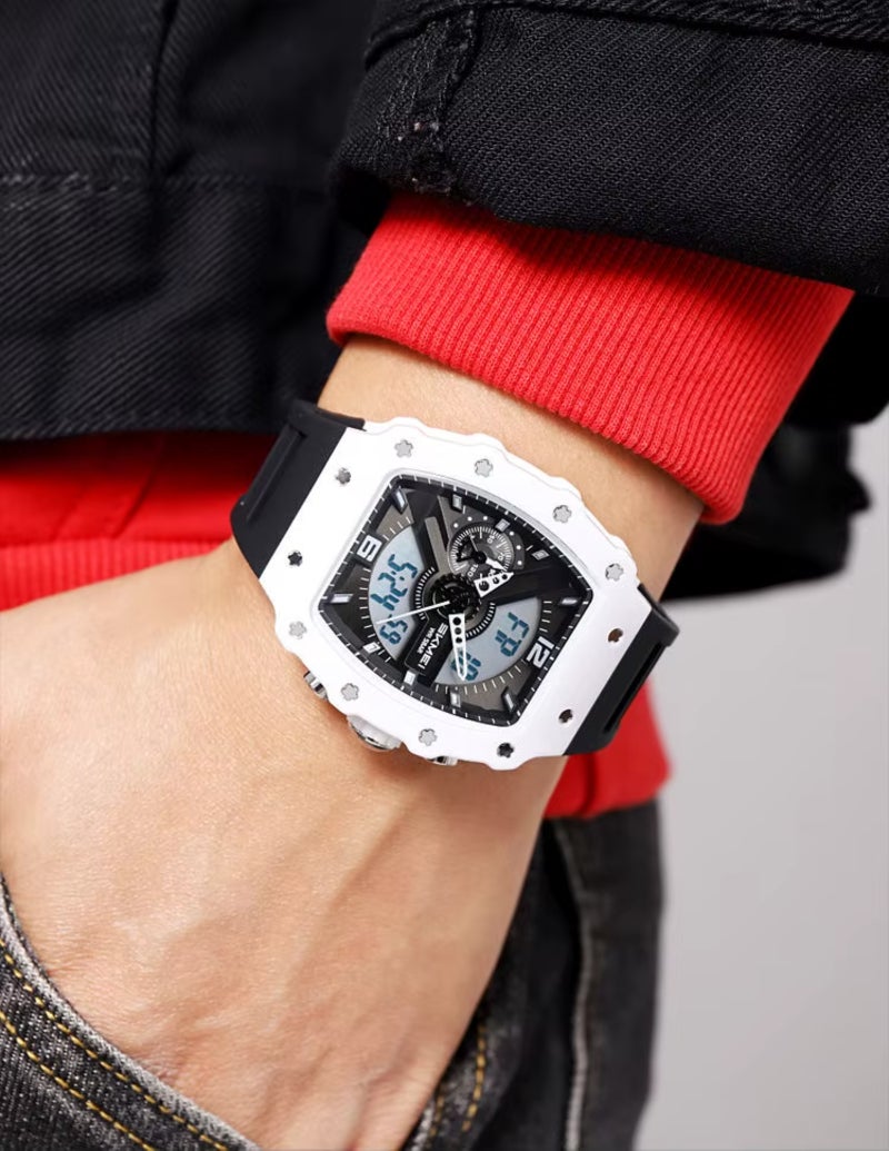 Dual-display waterproof luminescent multifunctional electronic watch with a barrel shape - Image 4