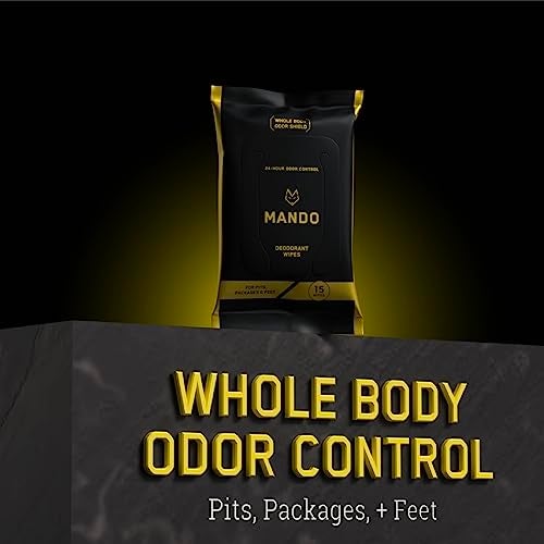 Mando Deodorant Wipes - 24 Hour Odor Control - Aluminum Free, Baking Soda Free, Skin Safe (15 Count (Pack of 3) - Image 4