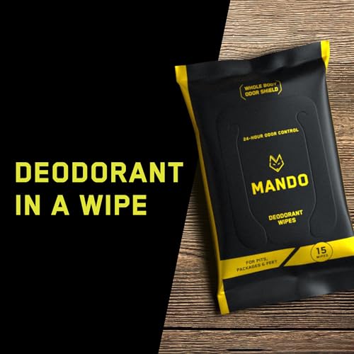 Mando Deodorant Wipes - 24 Hour Odor Control - Aluminum Free, Baking Soda Free, Skin Safe (15 Count (Pack of 3) - Image 3