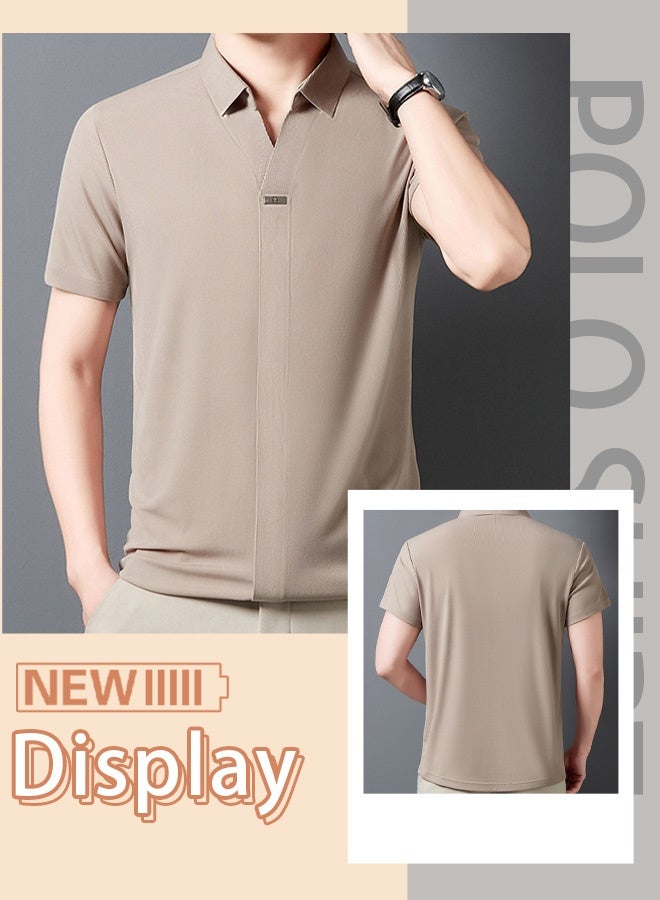 Men's polo shirt V-neck polo short-sleeved T-shirt Short-sleeved sports golf tennis T-shirt Casual V-neck summer shirt Classic polo shirt  - Image 4