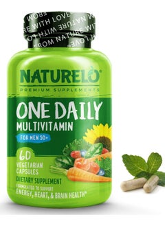 NATURELO One Daily Multivitamin For Men 50+ Dietary Supplement Formulated Support Energy, Heart And Brain Health,60 Vegetarian Capsules  - Image 1