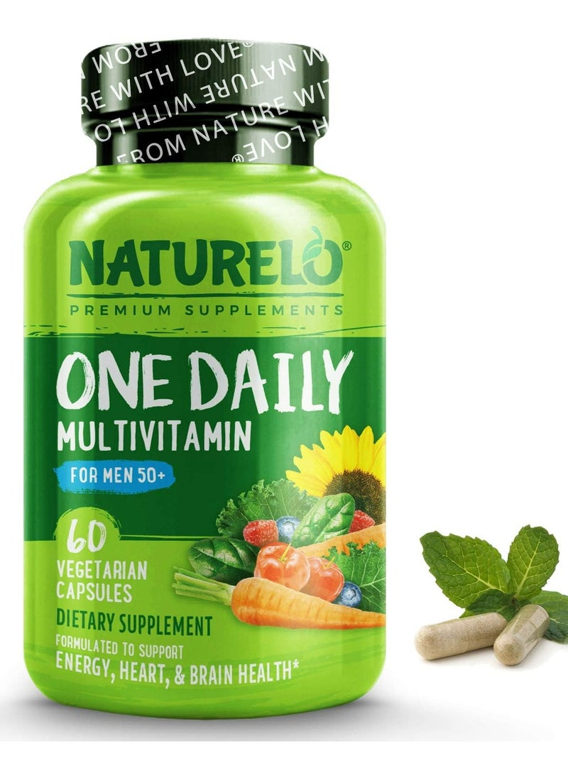 NATURELO One Daily Multivitamin For Men 50+ Dietary Supplement Formulated Support Energy, Heart And Brain Health,60 Vegetarian Capsules  - Image 1