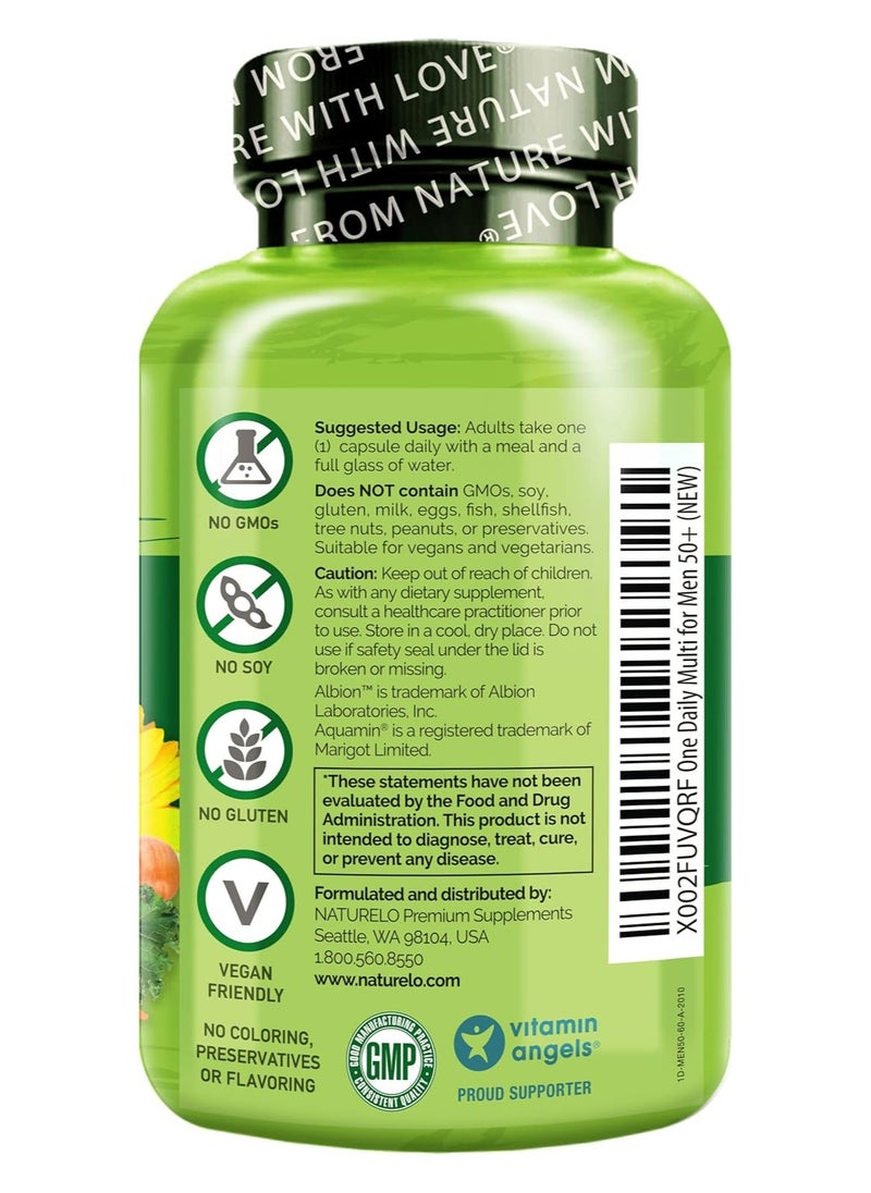 NATURELO One Daily Multivitamin For Men 50+ Dietary Supplement Formulated Support Energy, Heart And Brain Health,60 Vegetarian Capsules  - Image 5
