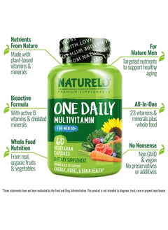 NATURELO One Daily Multivitamin For Men 50+ Dietary Supplement Formulated Support Energy, Heart And Brain Health,60 Vegetarian Capsules  - Image 2