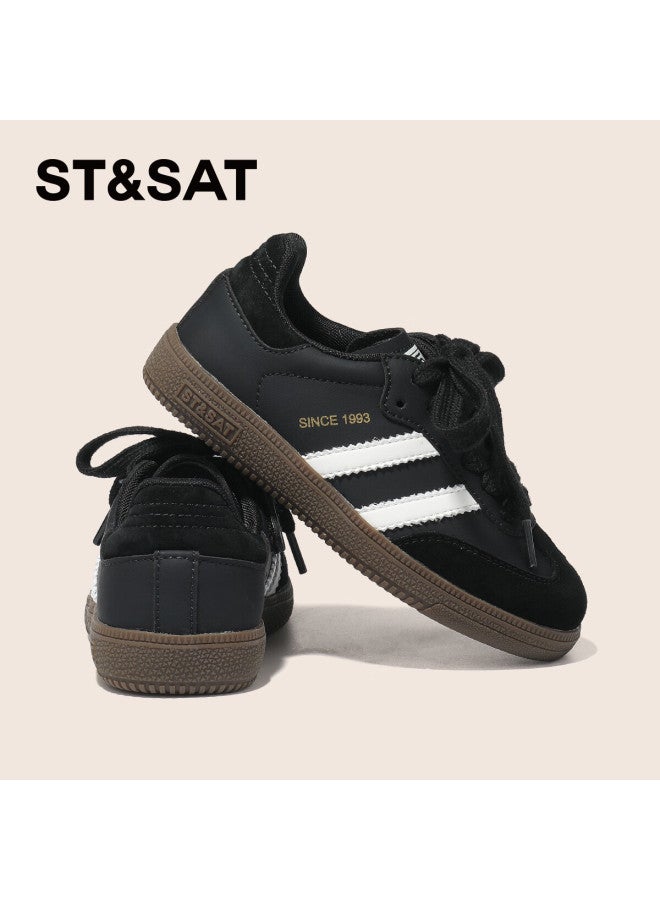 St&sat Kids Training Shoes Autumn New Girls Sports Shoes Soft Sole Boys Sneakers Classic Black Size 29 - Image 2