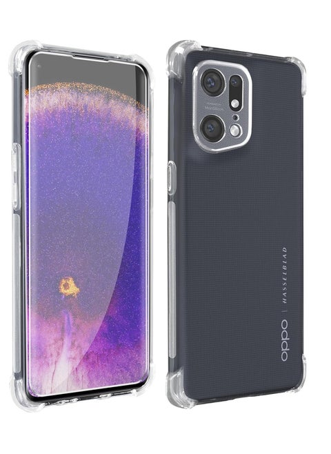 Case for Oppo Find X5 Clear TPU Four Corners Protective Cover Transparent Soft