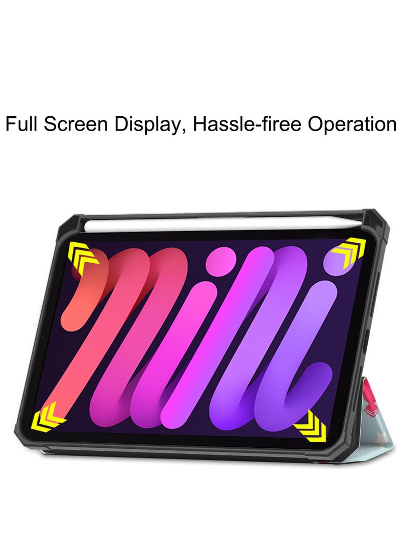 Generic - Case for iPad Mini 7 (2024)/iPad Mini 6 (2021) protective cover - magnetic accessories, two-way three-fold bracket, lightweight protection, automatic sleep wake-up protective cover, with pen slot, suitable for iPad Mini 7/Mini 6 - 8.3 inch (multi-color) - Image 1