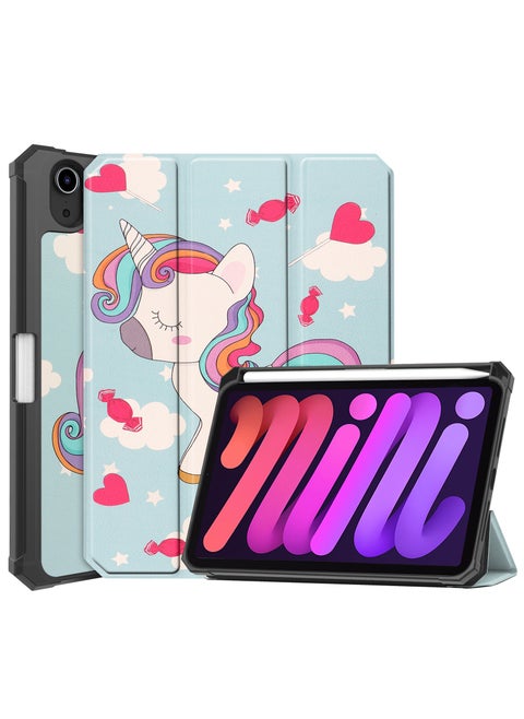 Case for iPad Mini 7 (2024)/iPad Mini 6 (2021) protective cover - magnetic accessories, two-way three-fold bracket, lightweight protection, automatic sleep wake-up protective cover, with pen slot, suitable for iPad Mini 7/Mini 6 - 8.3 inch (multi-color)