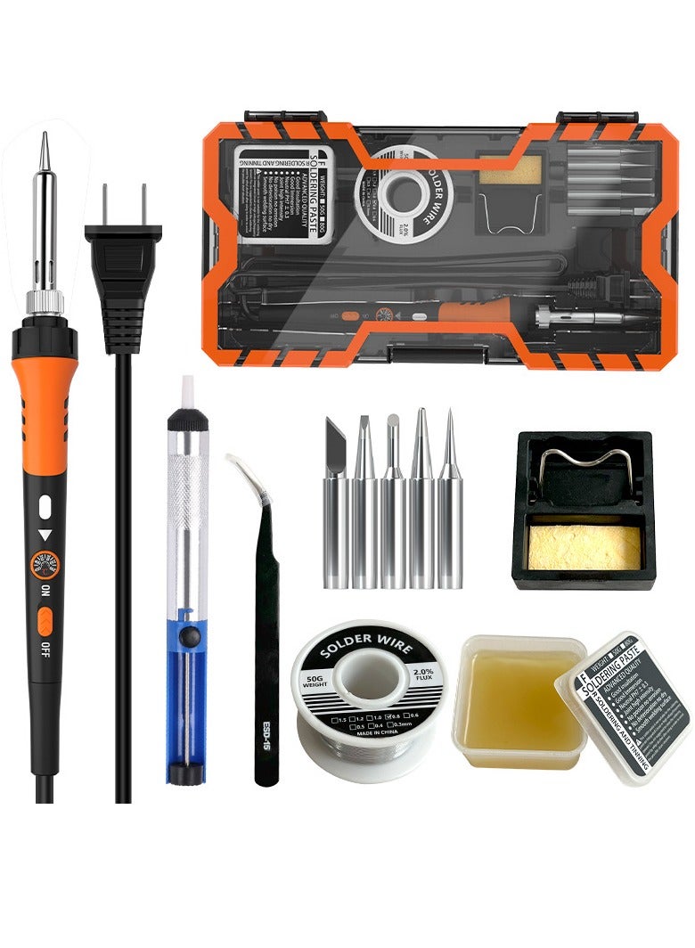Soldering Iron Premium Kit, 60W Soldering Gun with Ceramic Heater, 12-in-1 Soldering Tool, Adjustable Temperature 200 to 450°C, Includes Soldering Iron Tip, Solder Wire, Pump and Paste  - Image 1
