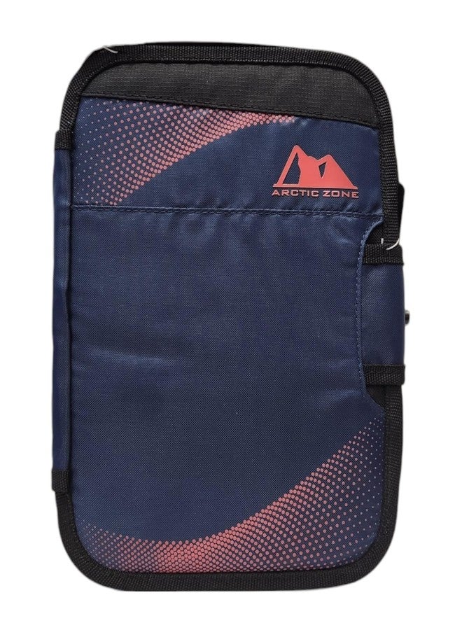 Arctic Zone Lunch Bag with Removeable Hard Liner, Adjustable Divider and Built-In Lunch Tray, Navy/Red - Image 1