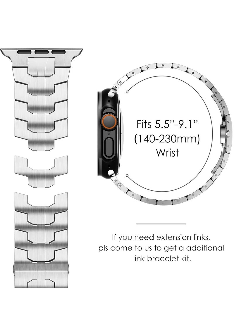 ELTRAZONE Stainless Steel Strap for iWatch 49mm 46mm 45mm 44mm 42mm – Silver Replacement Band for Apple Watch Ultra 3 | Ultra 2 | Ultra | Series 10 9 8 7 SE 6 5 4 3 2 1 – Durable, Adjustable, and Elegant Design - Image 5
