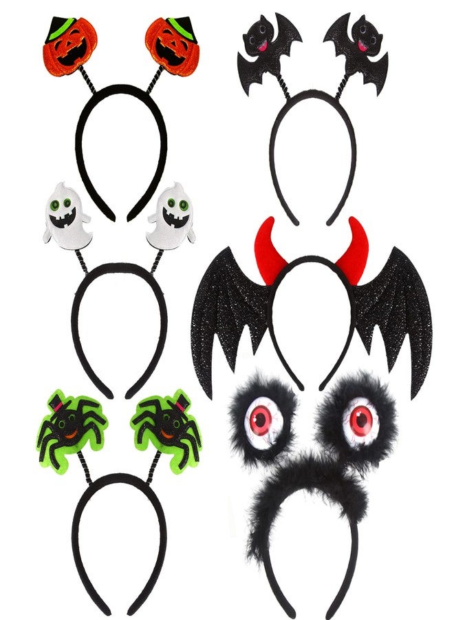 FOIMAS 6pcs Halloween Headbands,Pumpkin Spider Bat Ghost Headband for Kids Girls Boys Halloween Costume Party Decoration Supply - Image 1