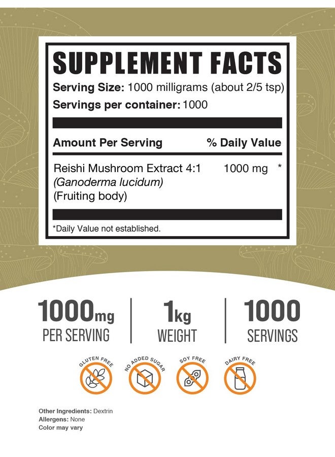 BulkSupplements.com Reishi Mushroom Extract Powder - Reishi Mushroom Powder, Supplement for Overall Well-Being - Gluten Free, 1g per Serving, 1kg (2.2 lbs) (Pack of 1) - Image 2