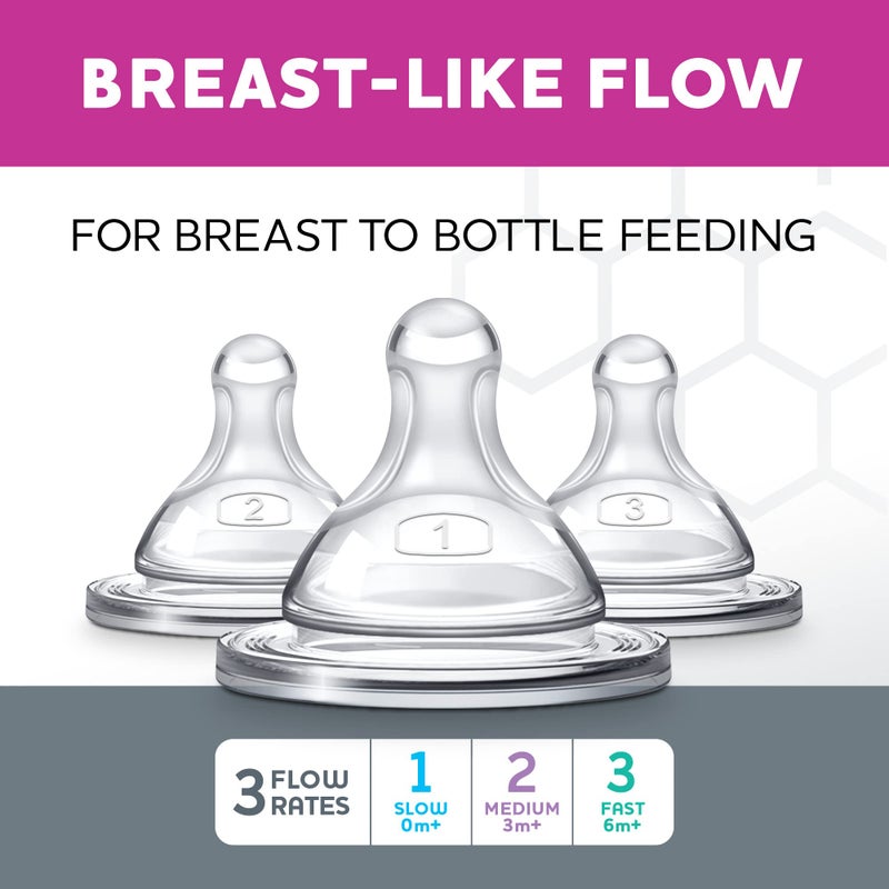 Chicco Duo 100% Silicone Intui-Latch Baby Bottle Nipple with Anti-Colic Valve | Skin-Like Texture and Breast-Like Flow | Stage 3, Fast Flow | 2pk | 6+ Months - Image 5