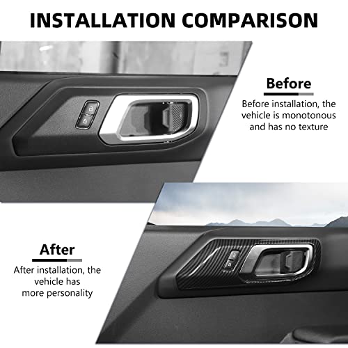 RAZPOY Inner Door Handle Cover Trim Compatible with 20212026 Ford Bronco Interior Accessories Carbon Fiber Not for Bronco Sport - Image 3