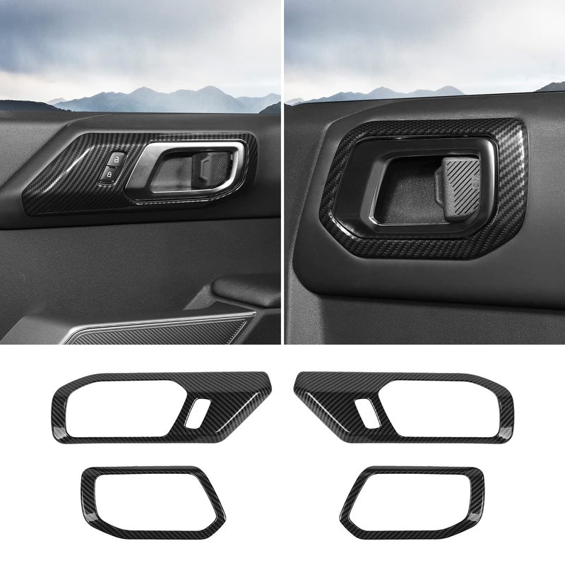 RAZPOY Inner Door Handle Cover Trim Compatible with 20212026 Ford Bronco Interior Accessories Carbon Fiber Not for Bronco Sport - Image 2