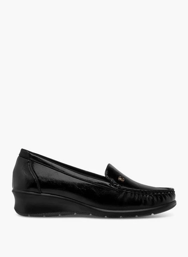 Le Confort Solid Slip-On Loafers with Wedge Heels