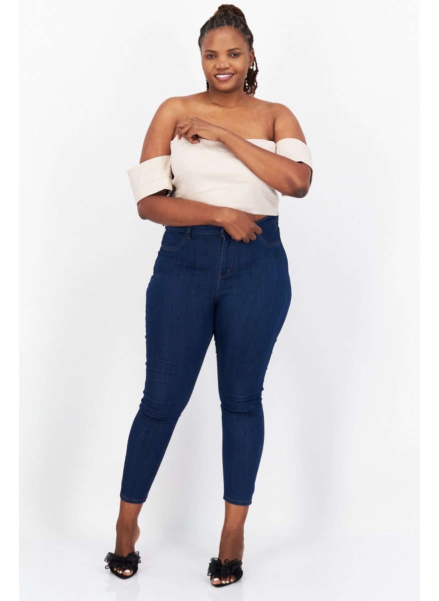 Vesper Women Plus Size Off Shoulder Short Sleeves Textured Crop Top, Beige  - Image 2