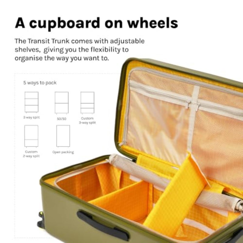 Travel suitcase for airport and business trips, polycarbonate shell, green and yellow, expandable capacity with 8 spinner wheels and TSA lock - Image 3