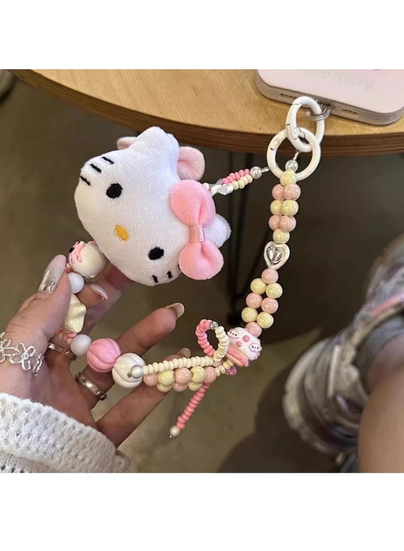 NIBEMINENT Phone Charm/ Chain Strap for Women Girls, Bows And Cat Cell Phone Case Lanyard Wrist Strap