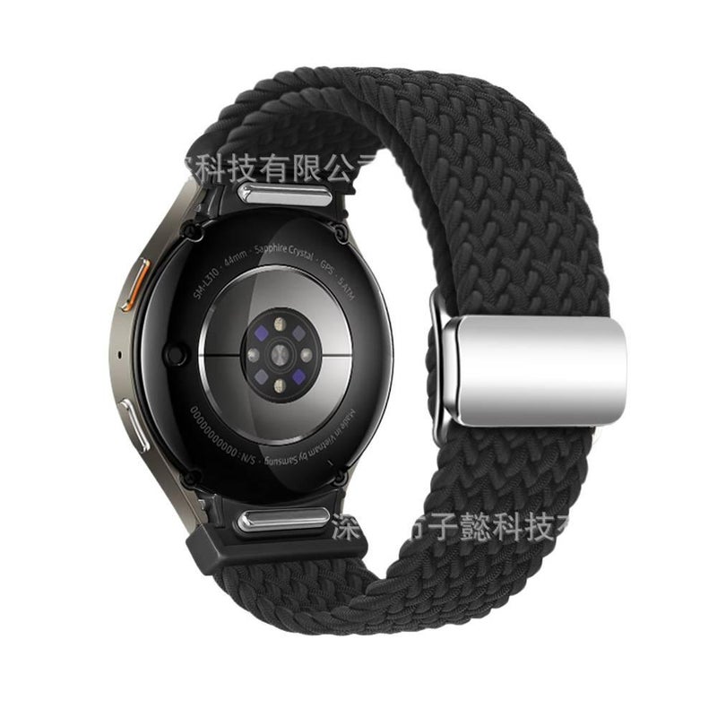 سوار ساعة ذكية باللون أسود قابل للتعديل سوار نايلون حلقي متوافق مع Samsung Galaxy Watch 7 بملاءمة قابلة للتعديل وحزام بديل - Image 1