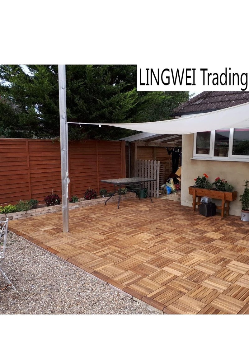 LINGWEI - Wood Interlocking Flooring Tiles Straight Pattern Patio Deck Tiles Solid Wood Pine Deck Tiles For Garden Indoor Outdoor Pack of 10pcs - Image 1