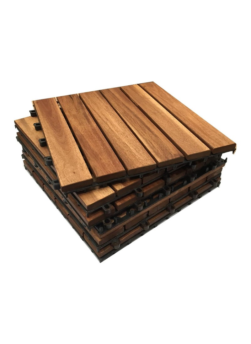 LINGWEI - Wood Interlocking Flooring Tiles Straight Pattern Patio Deck Tiles Solid Wood Pine Deck Tiles For Garden Indoor Outdoor Pack of 10pcs - Image 1