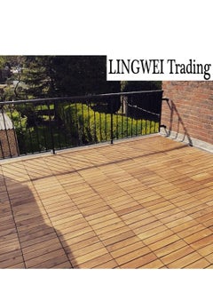 LINGWEI Wood Interlocking Flooring Tiles Straight Pattern Patio Deck Tiles Solid Wood Pine Deck Tiles For Garden Indoor Outdoor Pack of 10pcs  - Image 5