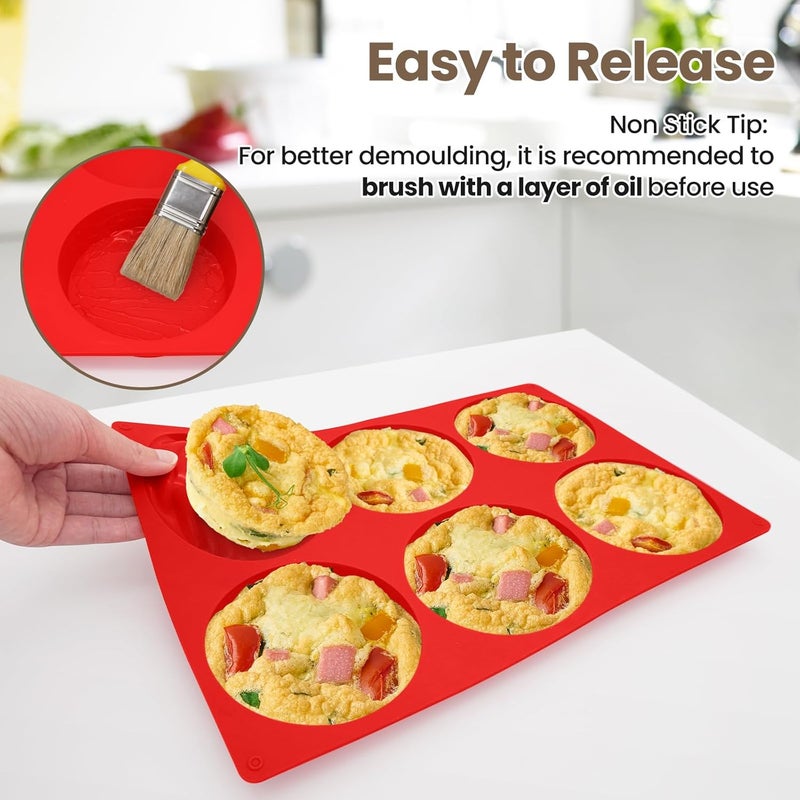 Redfly Silicone Egg Molds for Breakfast Sandwiches 3 Pcs, Non Stick 4 Inch Egg Bites Baking Pans, Jumbo Silicone Muffin Pans for Baking, Round Muffin Top Pan for Whoopie Pie Pan, Hamburger, Fruit Tart - Image 4