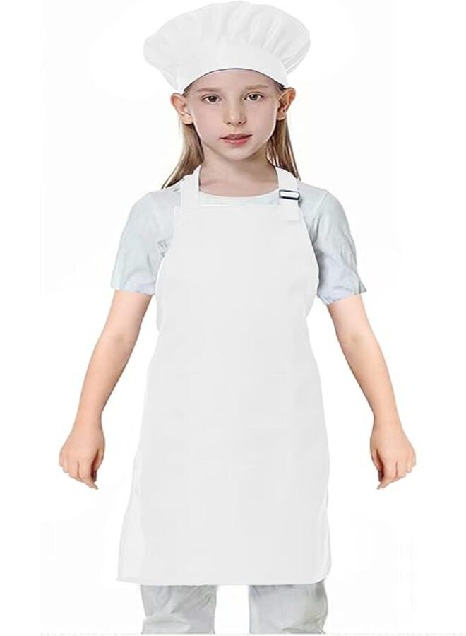 YANEK طقم مئزر وقبعة طباخ للأطفال من يانيك، مئزر مطبخ للأطفال قابل للتعديل مع 2 جيب وقبعة طباخ | زي طباخ للأطفال، مئزر للأطفال لمجموعة الرسم، الخبز، الطهي (5-12 سنة) - Image 1