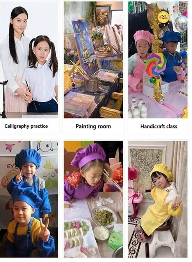 YANEK طقم مئزر وقبعة طباخ للأطفال من يانيك، مئزر مطبخ للأطفال قابل للتعديل مع 2 جيب وقبعة طباخ | زي طباخ للأطفال، مئزر للأطفال لمجموعة الرسم، الخبز، الطهي (5-12 سنة) - Image 4