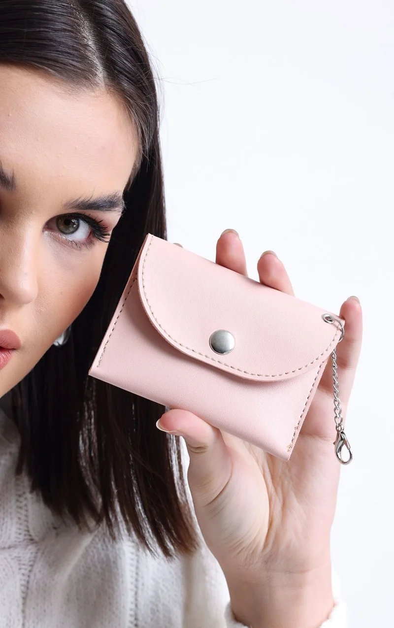 جيمبو Premium Practical Hanging Card Holder Minimalist Wallet Women's Card Holder Women's Wallet Powder Pink