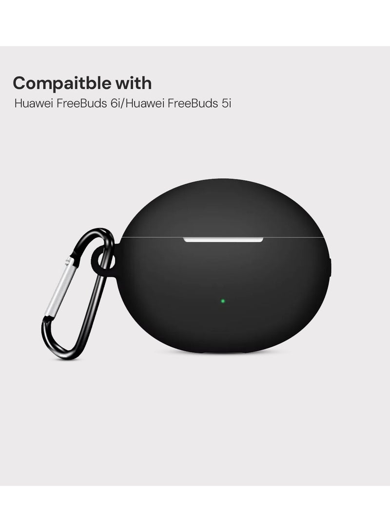 O Ozone Earphone Case Cover for Huawei FreeBuds 6i/5i, Premium Soft Silicone Full-Body Protection Shockproof Bluetooth Headphone Case
- Black  - Image 2
