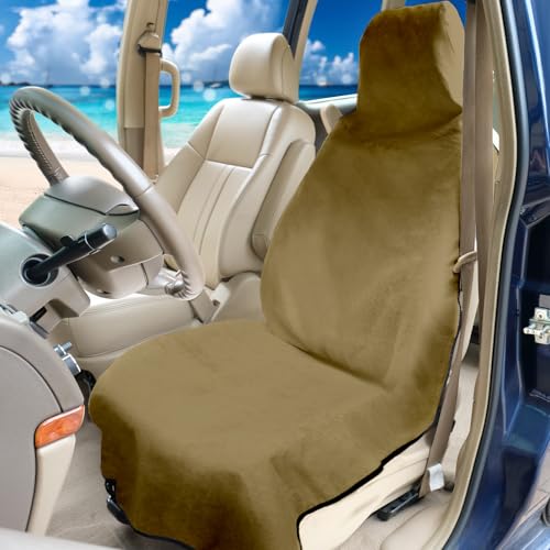 DREAMANIA Waterproof Seat Cover Towel, Premium Sweat Carseat Protector, Perfect for Universal Anti-Slip Car Truck SUV Seat, Great for Surfing Yoga Gym Workout, Brown - Image 2