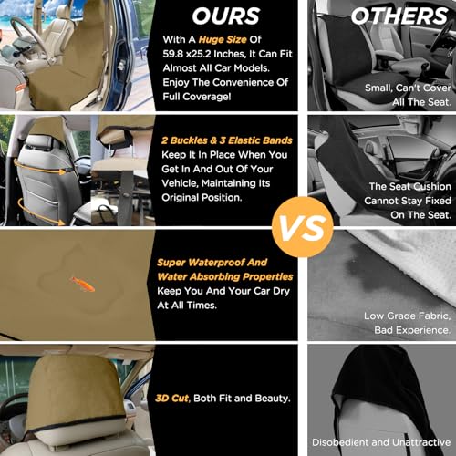 DREAMANIA Waterproof Seat Cover Towel, Premium Sweat Carseat Protector, Perfect for Universal Anti-Slip Car Truck SUV Seat, Great for Surfing Yoga Gym Workout, Brown - Image 4