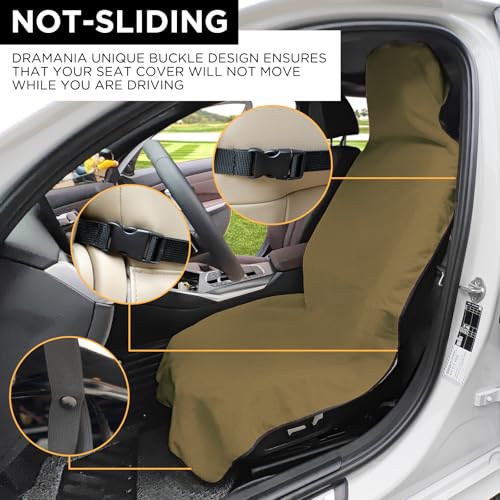 DREAMANIA Waterproof Seat Cover Towel, Premium Sweat Carseat Protector, Perfect for Universal Anti-Slip Car Truck SUV Seat, Great for Surfing Yoga Gym Workout, Brown - Image 3
