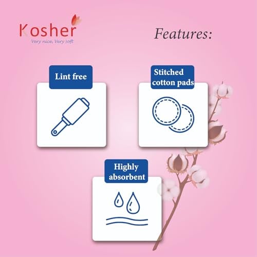 Kosher Cotton Pads For Makeup Removal and Cleansing | 80 Pieces Per Pack | Pack of 2 (160 Soft Rounds) |Comes in Ziplock bag | Made of 100% Cotton - Image 5