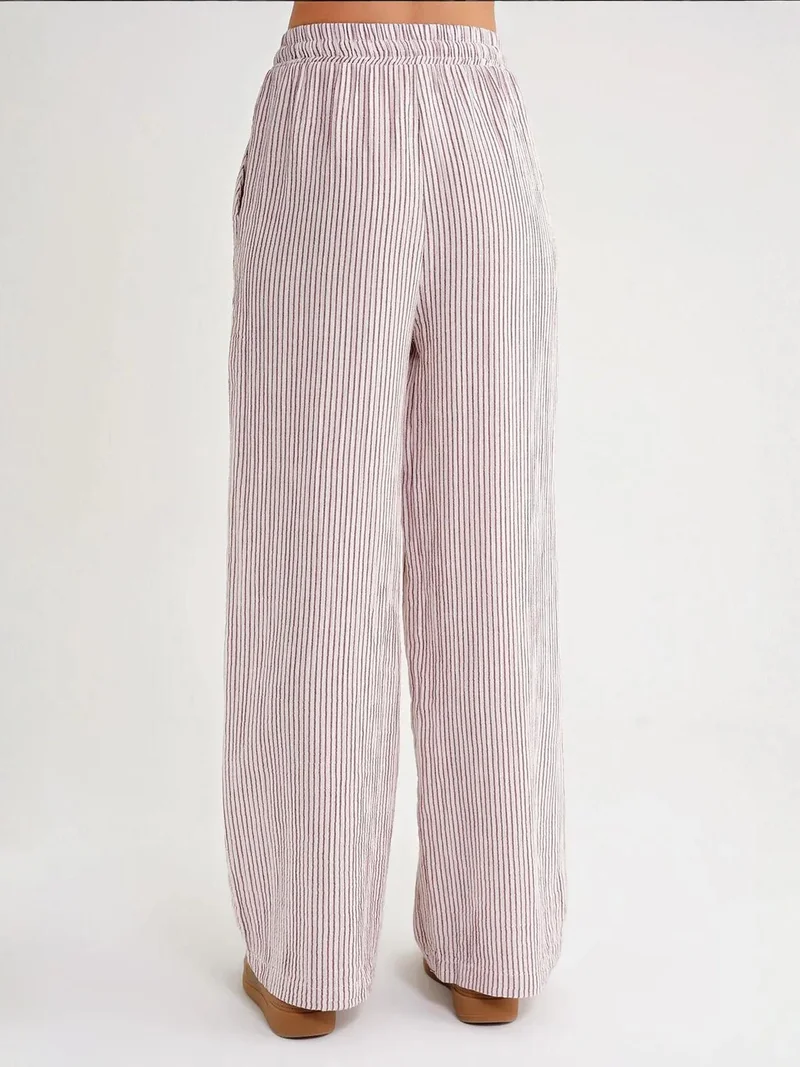 MixRay Mixray High Waist Striped Drawstring Pants