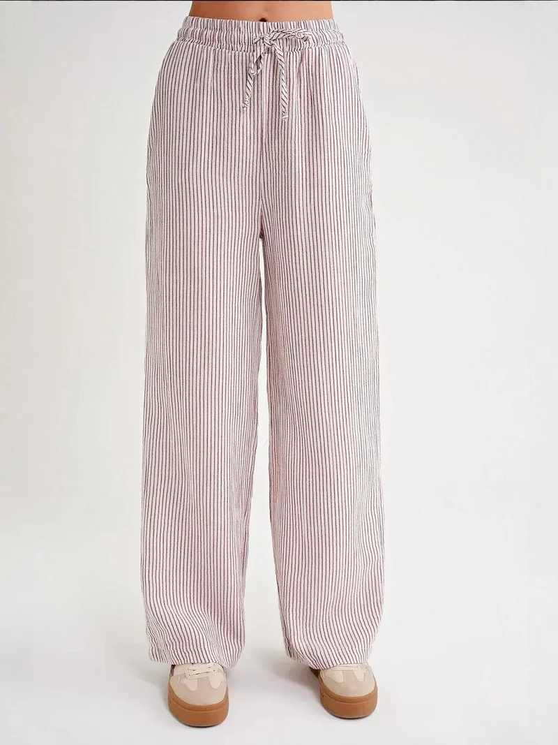 MixRay Mixray High Waist Striped Drawstring Pants