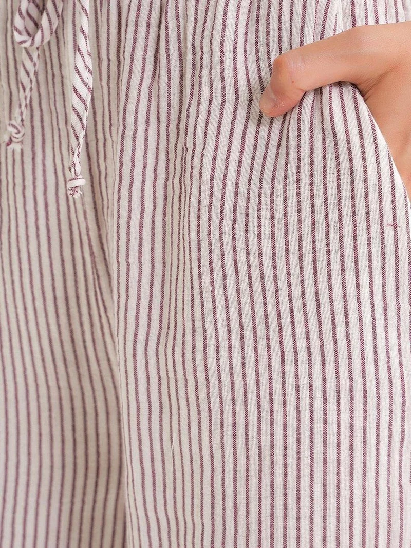 MixRay Mixray High Waist Striped Drawstring Pants